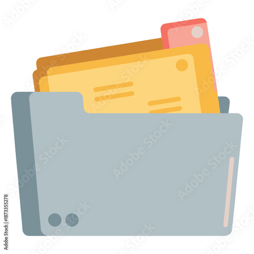 Gray Filing Cabinet with Documents Inside.