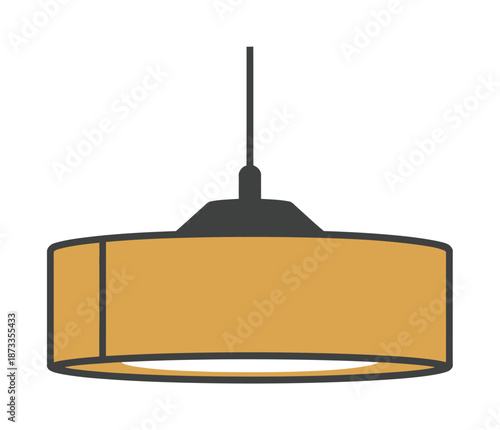 A modern yellow pendant light fixture hanging from the ceiling