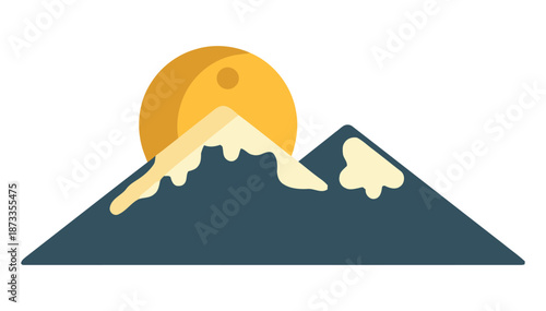 Mountain Landscape with Snow and Sun.