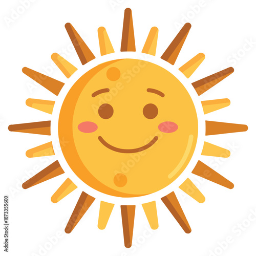 Smiling Cartoon Sun with Happy Face Illustration.