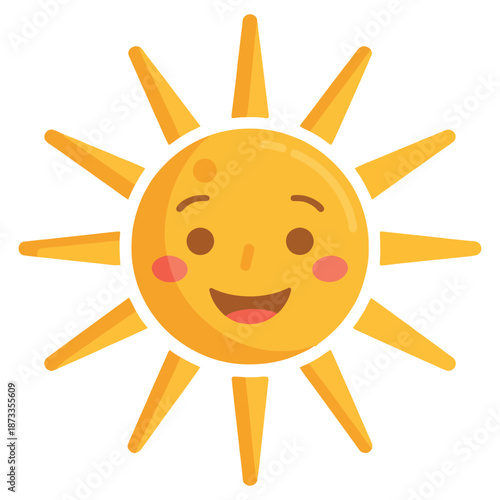 Smiling Cartoon Sun Character with Facial Expression.