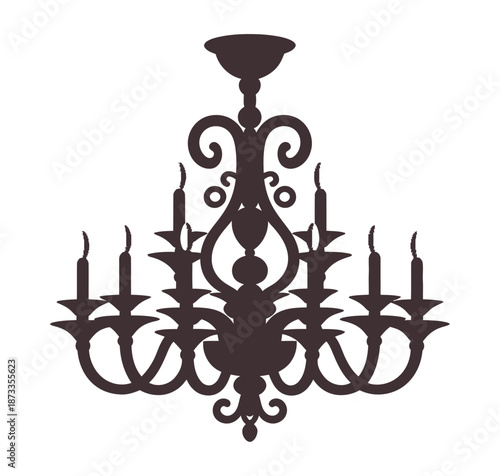 A luxurious chandelier with multiple candle holders on a white background