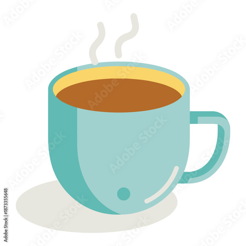 Teal Coffee Mug with Steaming Beverage.