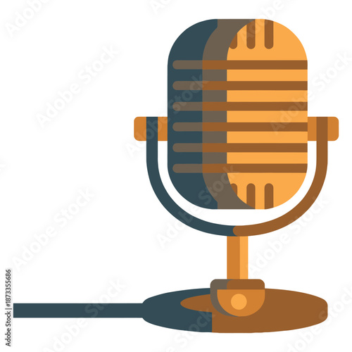 Vintage Microphone Illustration on White Background.