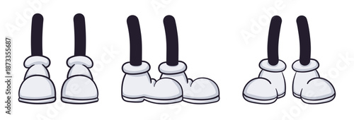 Cartoon character feet. Retro comic book mascot body parts, cartoon legs in boots flat vector illustration set. Standing feet pairs on white background