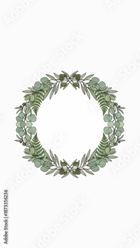 Elegant Green Wreath of Leaves and Foliage for Natural Decorative Display.