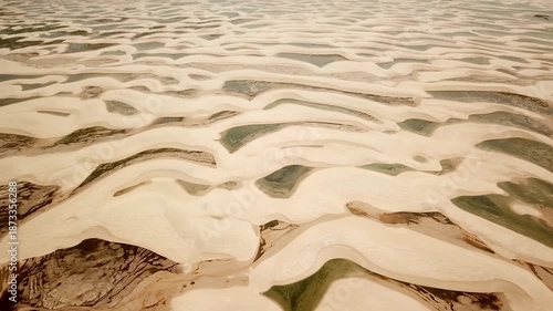 Lencois Maranhenses National Park drone view of dunes and lagoons - Rota Lagoa Azul, Maranhao, Brazil. High quality 4k footage