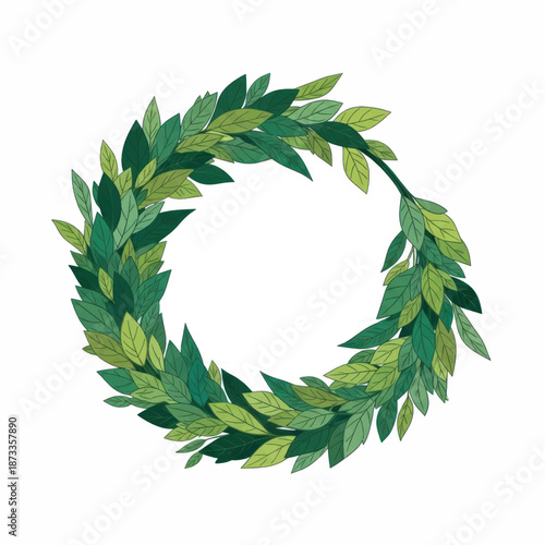 Lush Green Leafy Wreath Circle Made From Fresh Foliage and Vines.