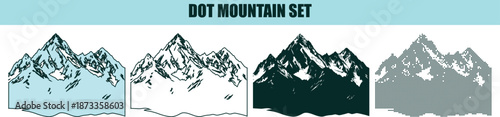 Mountain Silhouette Set in Various Colors and Styles By Illustration