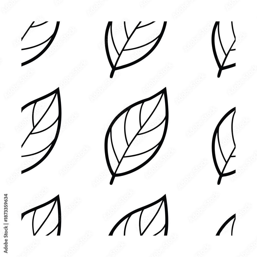 Fototapeta premium eco leaf silhouette seamless pattern