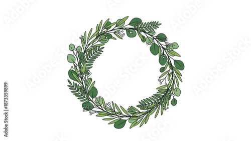 Elegant green leafy wreath silhouette crafted from natural foliage.
