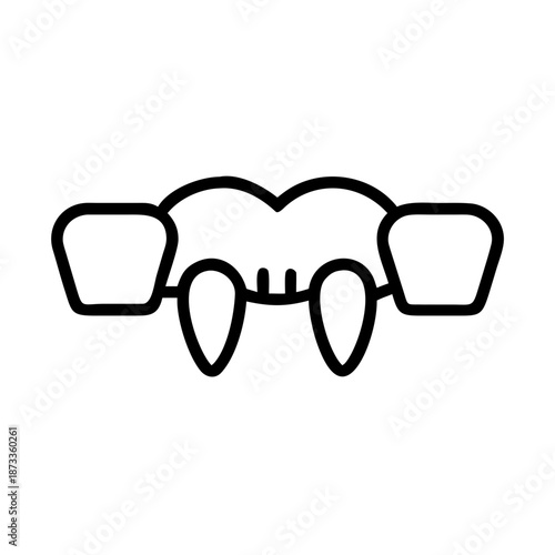 Dental veneers close-up in black and white line art style for smile enhancement and aesthetics