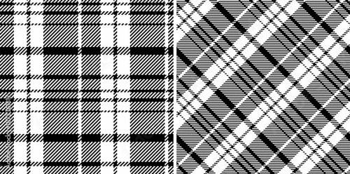 Check plaid fabric of tartan seamless texture with a textile pattern background vector. Set in monochrome colors for scrapbook layout ideas.