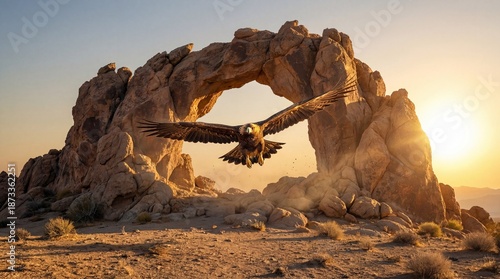 Big eagle flying on the mountaintops