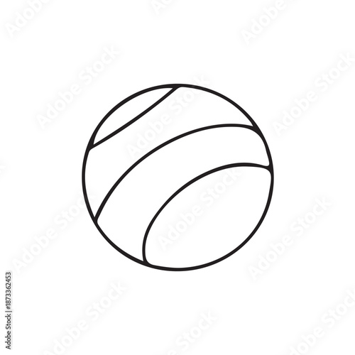 Minimalist Line Drawing of Sports Ball – Black and White Athletic Equipment Icon