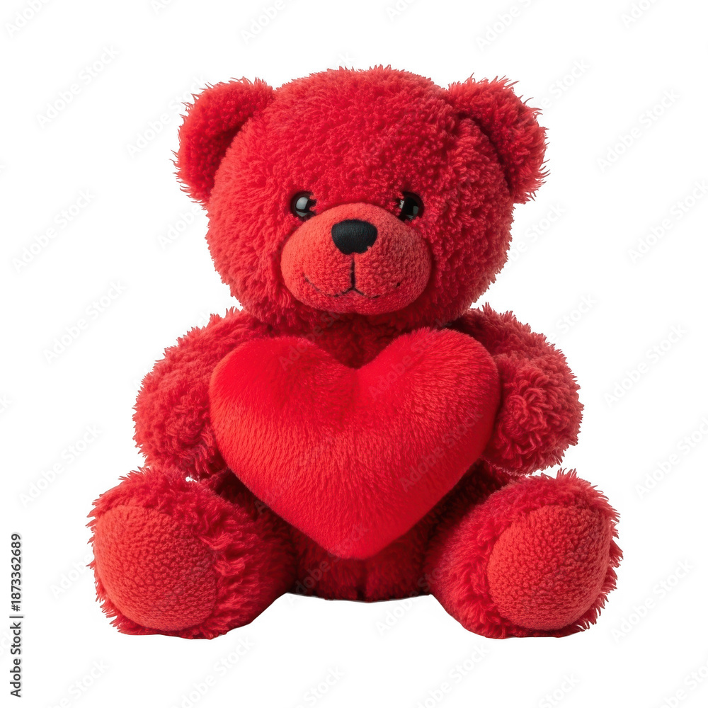 Obraz premium Red teddy bear holding heart