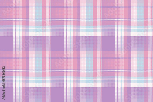 Artistic vector background seamless, fiber textile check plaid. Conceptual pattern tartan fabric texture in pastel and pink colors.
