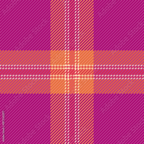 Good fabric textile seamless, tradition vector plaid background. Perfect check texture pattern tartan in fandango and pink colors.