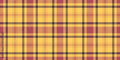 Pure textile plaid vector, large seamless background texture. Halftone check tartan fabric pattern in amber and red colors.