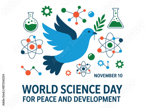 A vibrant illustration celebrating World Science Day for Peace and Development