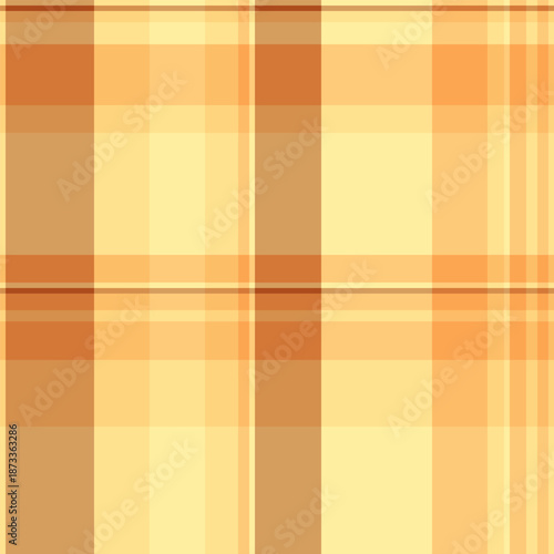 Premium textile plaid vector, dimensional seamless fabric check. Tough background texture pattern tartan in amber and orange colors.