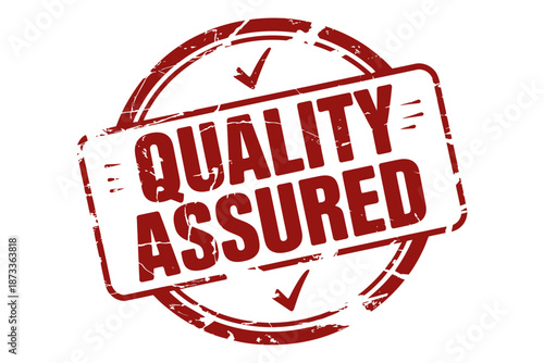 A red quality assured stamp on a white background with checkmarks