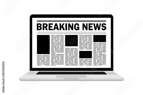 A laptop computer displaying a breaking news webpage on its screen