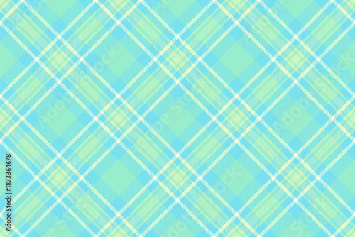 Room check fabric pattern, net seamless background texture. Carpet tartan vector plaid textile in cyan and mint colors.