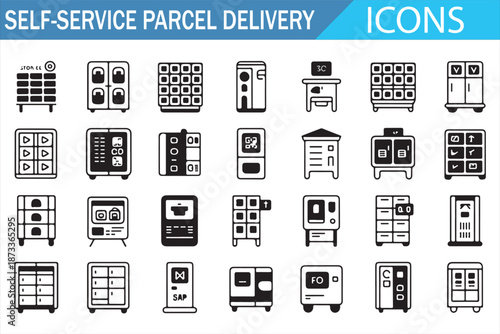 Parcel Pickup and Smart Locker Terminal Icon Pack
