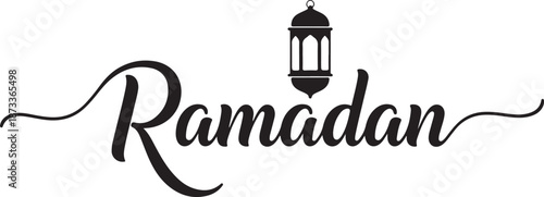 Elegant ramadan calligraphy with traditional lantern icon for islamic greetings and celebration