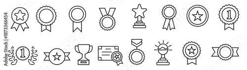 Collection of various award and trophy icons for recognition and achievement