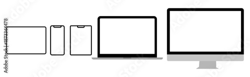 A set of modern mobile phones with a blank screen showcasing a clean digital display for technology and communication design