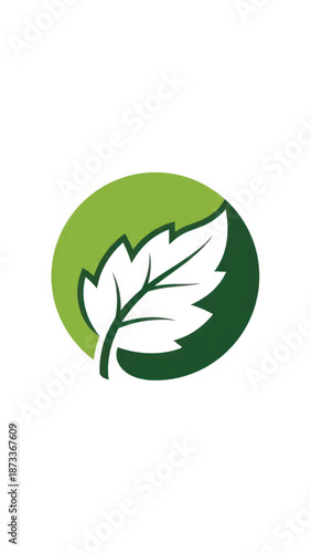 Minimal circular green leaf icon symbolizing nature, environment, and sustainability.