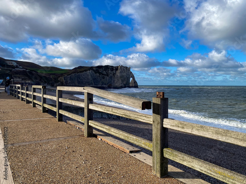 Etretat, France, Normandy 10 January 2026. Storm Dorrit damage in Etretat, Normandy – destroyed coastal promenade after hurricane