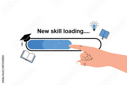 A hand interacting with a loading bar for acquiring new skills