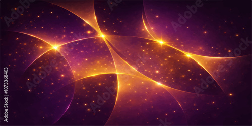 An abstract fractal space background featuring a glowing blue galaxy with bright stars and shiny energy light across the dark night sky universe illustration