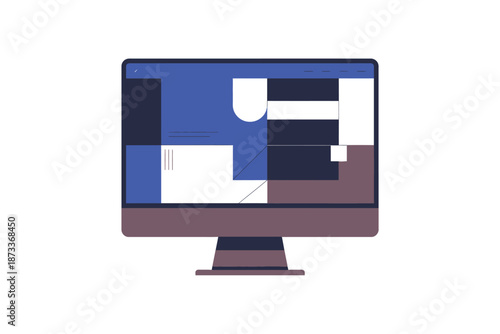 A computer monitor displaying a vibrant abstract design on its screen