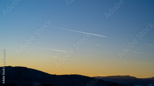 Jet traffic jet on a blue sky.