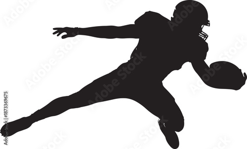 Action Silhouette of a Professional American Football Player Diving to Catch the Ball