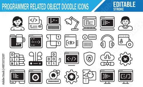 Vector outline icons for web and app development.