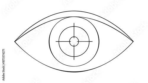 Stylized eye with bullseye target symbol