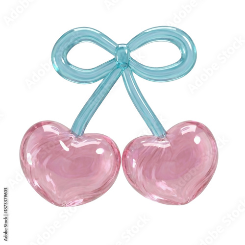 3D Sticker Set with Cherry Illustrations, Cute Kawaii Heart Fruit & Girly Accessory – Lovely Pair for Valentine's Day Decoration.