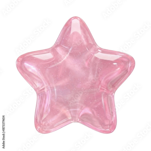 3D Sticker with Star Illustrations, Cute Kawaii Celestial Shape & Girly Accessory – Dreamy Icon for Valentine's Day Magic.