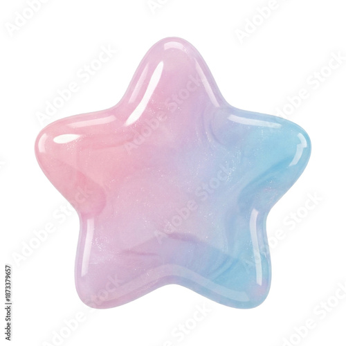 3D Sticker with Star Illustrations, Cute Kawaii Celestial Shape & Girly Accessory – Dreamy Icon for Valentine's Day Magic.