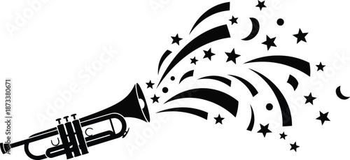 Trumpet steamer confetti vector illustration 