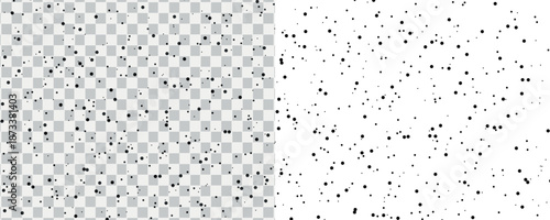 Black digital pixel squares art, isolated png geometric overlayon transparent background.