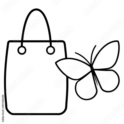 Minimal Butterfly Flower Tote Bag Vector on White