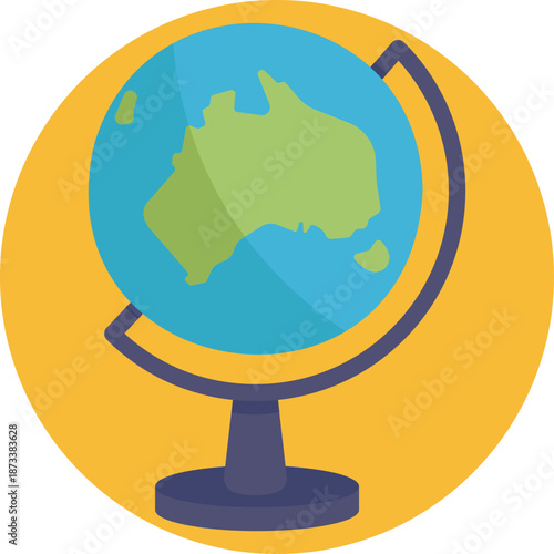 A globe icon highlighting Australia, symbolizing geographic location, global access, or Australia-focused content within an international context.