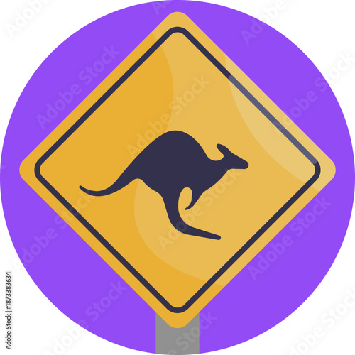 Kangaroo Sign – A road warning icon indicating areas where kangaroos may cross, commonly seen on Australian highways and rural roads.