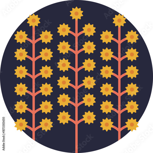 A stylized icon representing the Golden Wattle, Australia’s national floral emblem, symbolizing unity, resilience, and national identity.